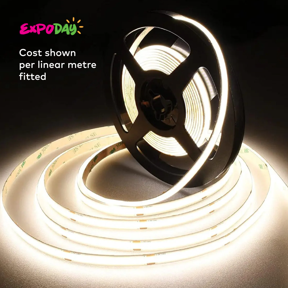 LED cob lighting strips exhibition stand edges platforms halo lit EXPODAY