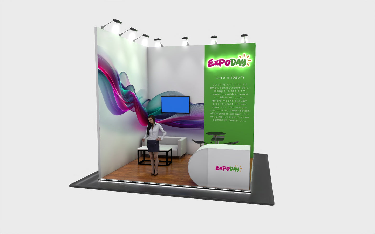 PREMIUM MODULAR EXHIBITION STAND 4m SQ Open 2 sides | 3x Height Options
