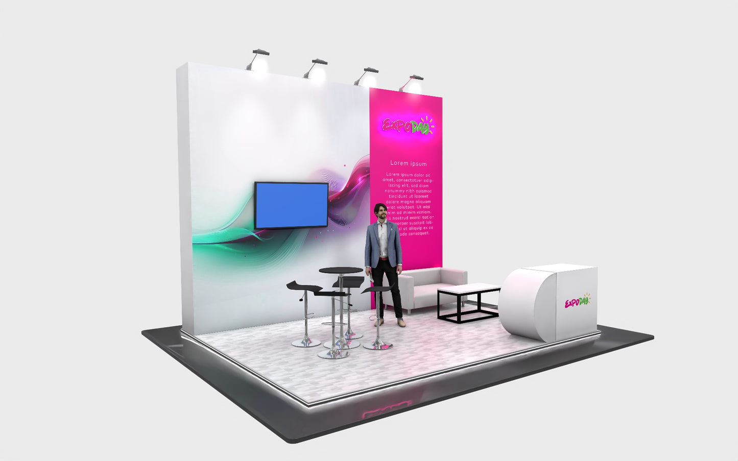 PREMIUM MODULAR EXHIBITION STAND 5m x 4m Open 3 sides | 3x Height Options