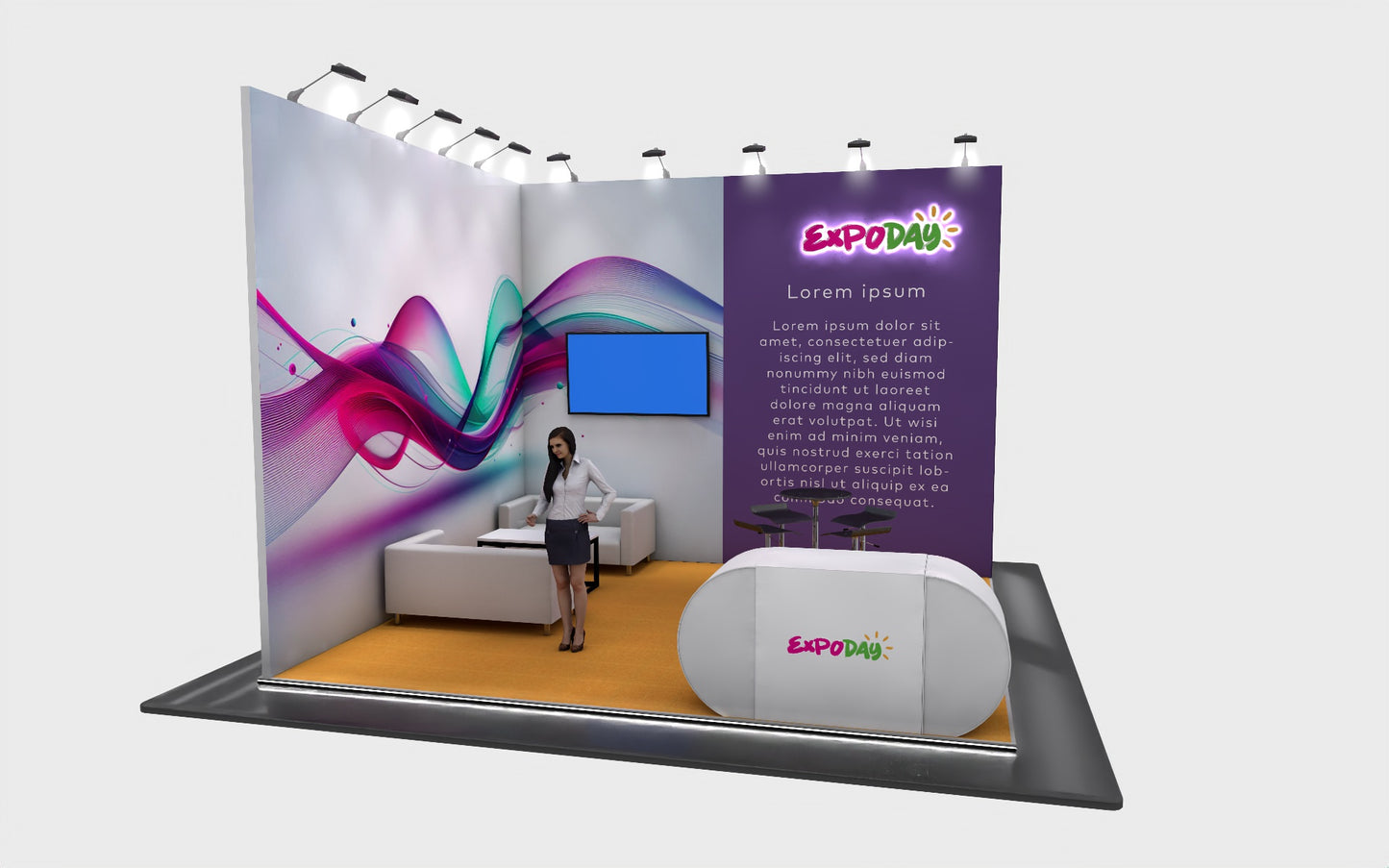 PREMIUM MODULAR EXHIBITION STAND 5m SQ Open 2 sides | 3x Height Options