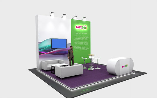 PREMIUM MODULAR EXHIBITION STAND 5m SQ Open 3 sides | 3x Height Options