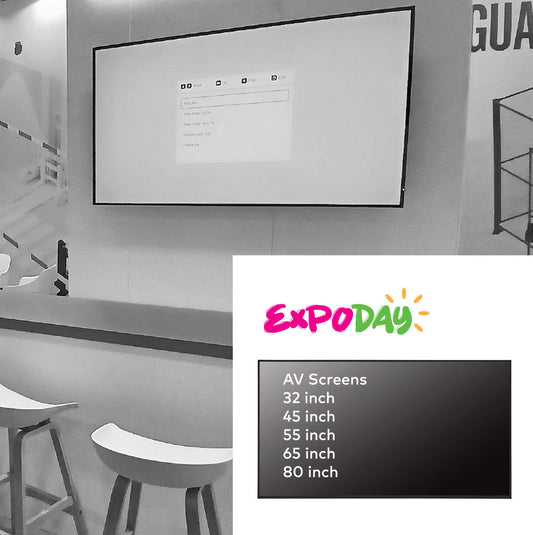 AV immersive screens exhibition av media players tv screens 45 inch 50 inch 75 inch wall mounted TV media EXPODAY