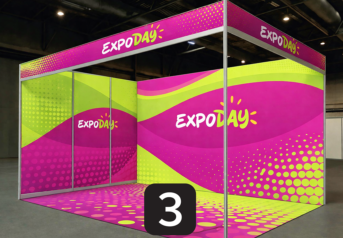 Transform your shell scheme with seamless fabric graphics, printed fascia panels and branded flooring. Vibrant, crease-free exhibition displays.