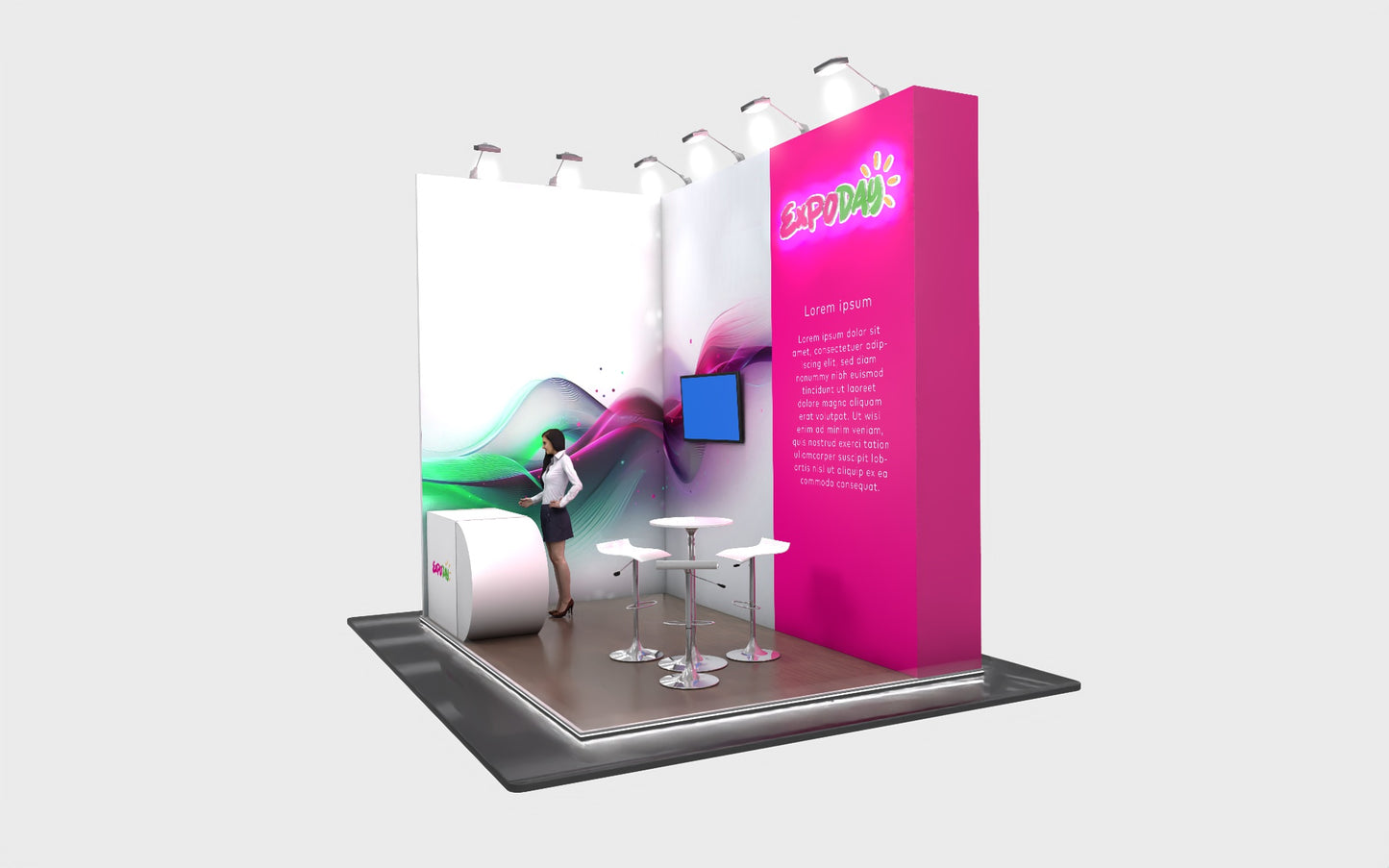 PREMIUM MODULAR EXHIBITION STAND 4m x 3m Open 2 sides | 3x Height Options