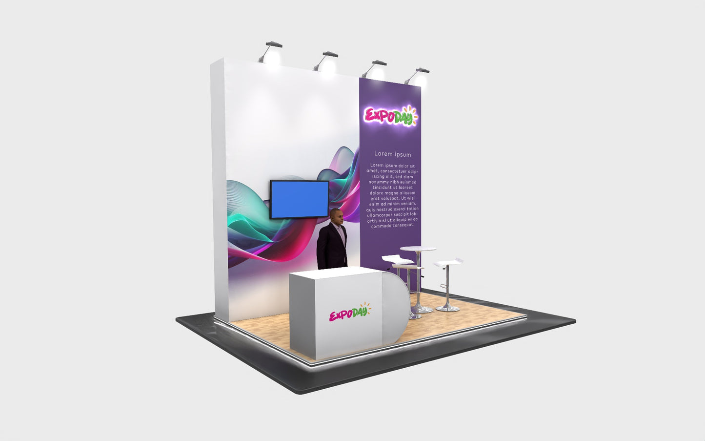 PREMIUM MODULAR EXHIBITION STAND 4m x 3m Open 3 sides | 3x Height Options