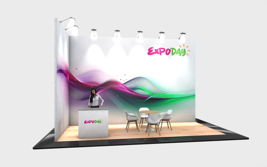 EXHIBITION STAND 6m x 3m  Open 2 sides | 2.5m / 4m high Options