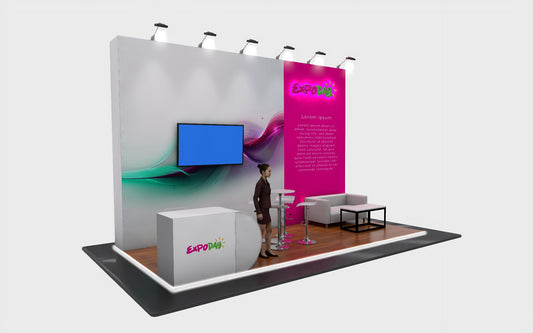 PREMIUM EXHIBITION STAND 6m x 3m Open 3 sides | 2.5m / 4m high Options