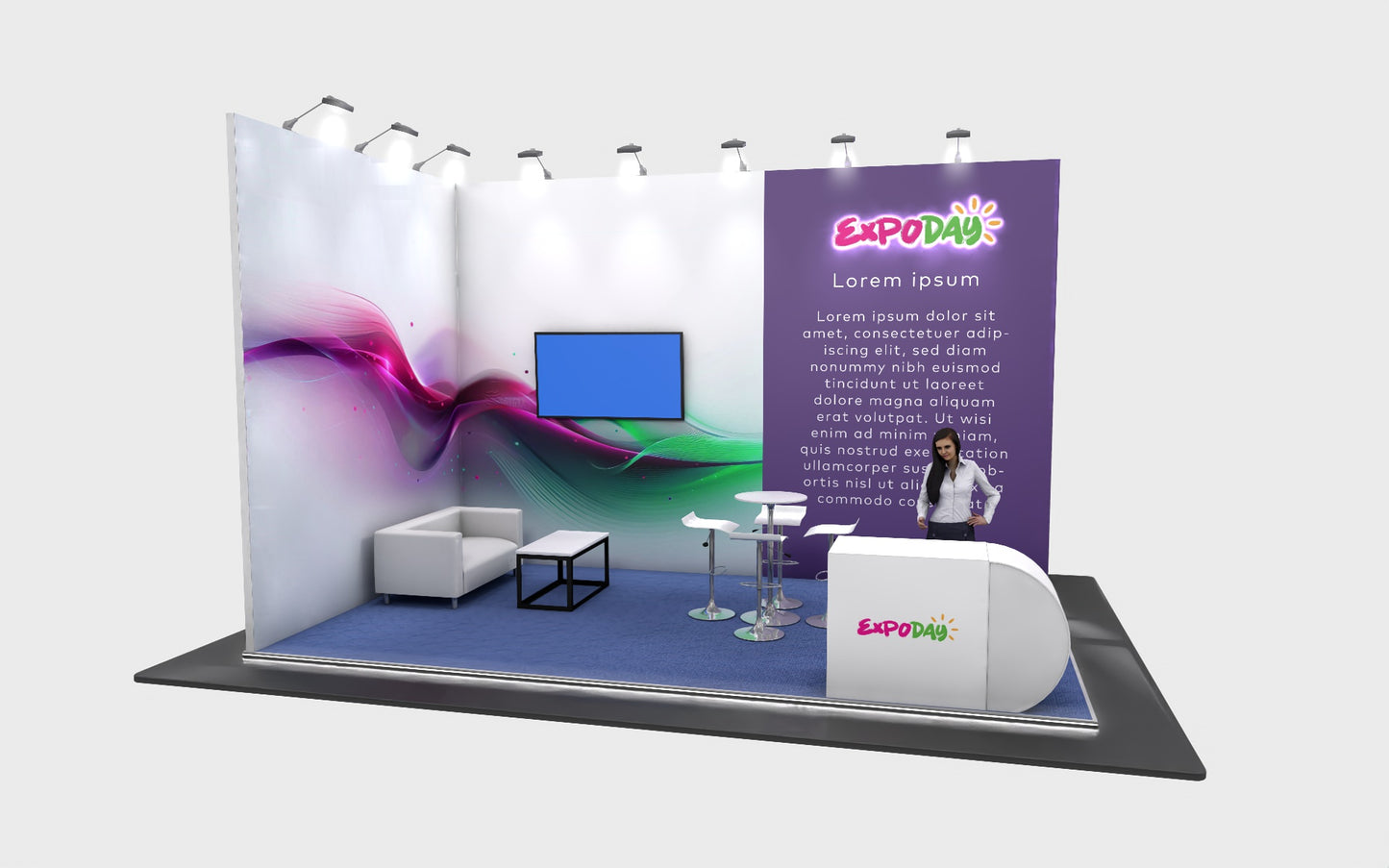 premium modular exhibition stand hire from expoday 6m x 4m