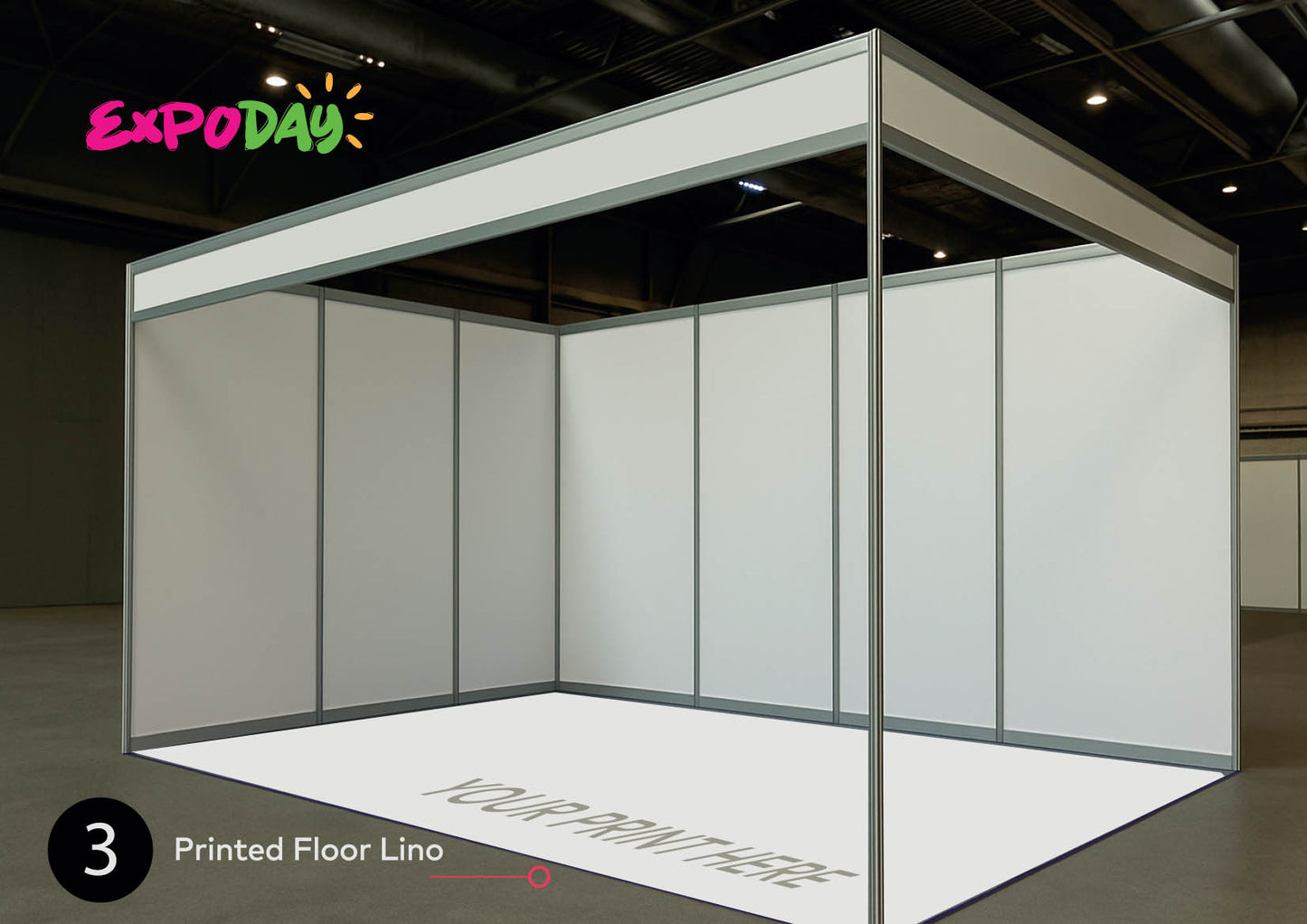 printed floor carpet lino graphic exhibition shell scheme stand