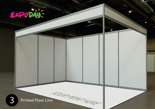 printed floor carpet lino graphic exhibition shell scheme stand